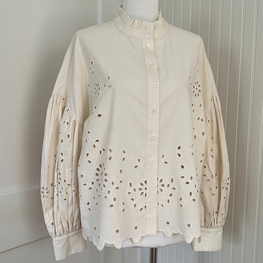 Sea New York Fern Eyelet Long-Sleeve Shirt NWT - Picture 9 of 9